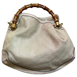 Gucci Beiger Monogramm-Lederhandtasche Andere