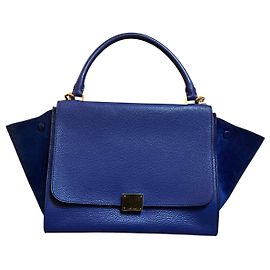 Céline Trapeze Blue Leather and Suede Handbag &nbsp;Blue Other