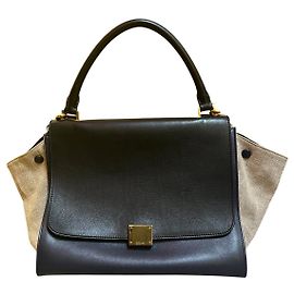 Bolsa Céline Trapeze em couro e tecido bege e azul Outro