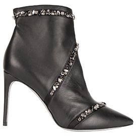 Botas de tornozelo de couro preto com embellishments de cristal Freda da Rene Caovilla Mulher EU 40 Preto