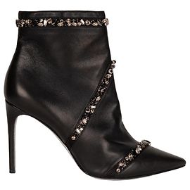 Bota de couro com cristais Freda de Rene Caovilla, preta, feminina, EU 40 Preto