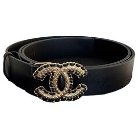 Cintura Chanel Nera in Pelle e Oro Nero D'oro