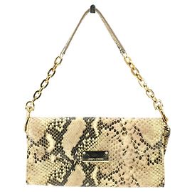 Jimmy Choo Beige Leder Ketten Schultertasche Clutch Beige