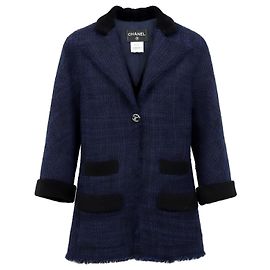 Amazing Chanel Wool Runway Jacket Blue