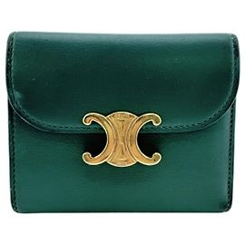 Céline Celine Compact Wallet in Green Green