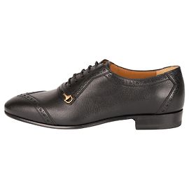 Scarpe in pelle con lacci Horsebit Gucci nere da uomo EU 39 Nero