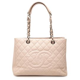Bolsa de compras grande em caviar rosa Chanel Rosa