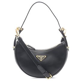 Prada Mini Bolsa Arque em Couro Macio Preto Preto