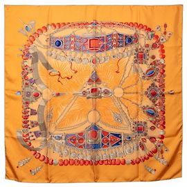 Sciarpa Hermès Carré 90 Terre Preziose Multicolore Arancione