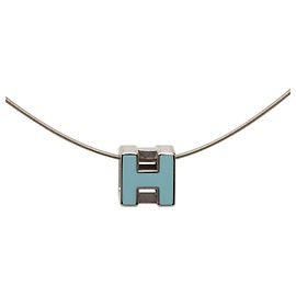 Colar H-Cube Cage d'H da Hermès Prata Azul claro