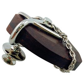 Hermès Brosche mit braunem Pferdemotiv Braun