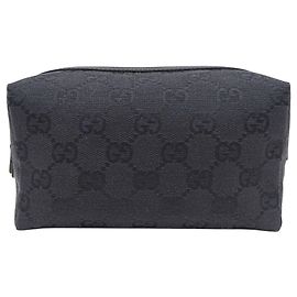 Gucci Black GG Canvas Pouch Black