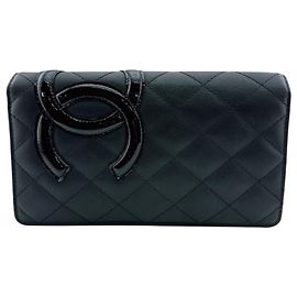 Cartera Larga Chanel Línea Cambon Negro Rosa