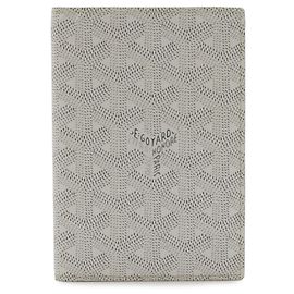 Capa de passaporte Goyard em cinza e branco Marrom Branco