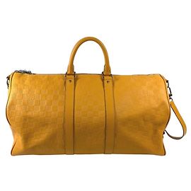 Bolsa Keepall Bandoulière 45 Damier Infini Louis Vuitton Amarelo