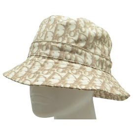NEW CHRISTIAN DIOR BOB TRT04006 T58 MONOGRAM CANVAS HAT Beige