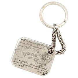 NEW BERLUTI KEYCHAIN ENGRAVED PLATE SCRITTO KR007 PALLADIUM STEEL KEY RING Silvery
