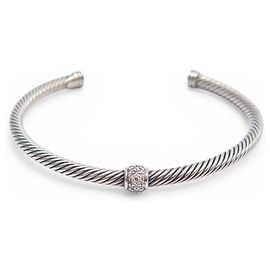 BRACCIALE DAVID YURMAN CLASSIC CABLE CON ORNAMENTI IN DIAMANTE DA 4MM IN ARGENTO STERLING Argento