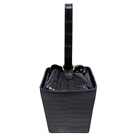 Céline NEW RARE CELINE STRAP BOX HANDBAG WITH CROCODILE LEATHER WRIST STRAP Black