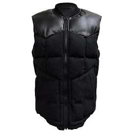 Armani Exchange Sleeveless Down Jacket in Black Wool Black