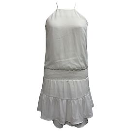 Autre Marque Robe Mini Halterneck Krisa en Polyester Blanc Blanc Écru