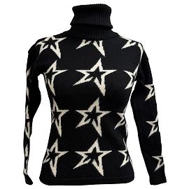 Perfect Moment Star Dust Rollkragenpullover aus schwarzer Merinowolle Schwarz