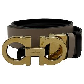 Salvatore Ferragamo Cinto com fivela Gancici em couro de bezerro marrom Ferragamo Marrom Vermelho