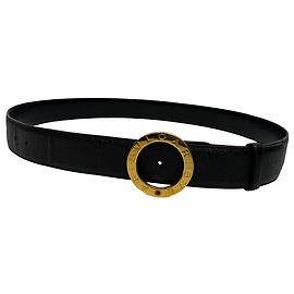 Bulgari Cinto com fivela Bvlgari em couro preto Preto