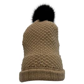 Gorro de lã marrom com pompom tricotado Burberry Marrom Vermelho