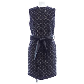 Louis Vuitton Silk Blend Dress Black Beige