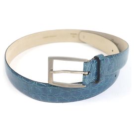 Autre Marque Brioni Krokodilledergürtel Blau Türkis