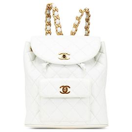 Chanel Coco Mark Matelasse Lambskin Backpack White
