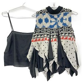 sacai multicolor pattern print sleeveless blouse Black