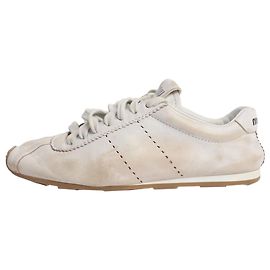 Miu Miu Plume leather sneakers - size EU 38 White