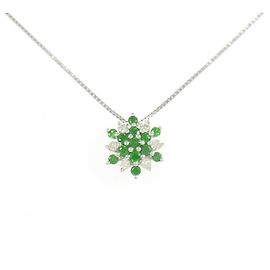 Autre Marque Collar de oro blanco Au750 con granate demantoide y diamantes Plata