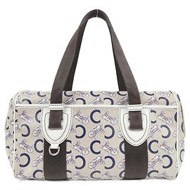 Céline Celine Coated Canvas Boston Bag Silvery