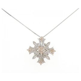 Autre Marque Colar de ouro branco e ouro rosa Au750 com diamantes Dourado