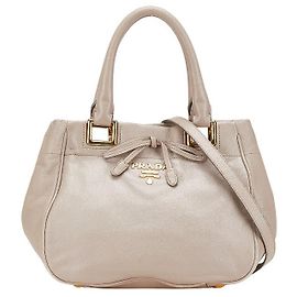 Sac 2 en 1 en cuir avec ruban Prada Beige