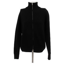 Maison Martin Margiela Schwarzer Woll-Cardigan mit Reißverschluss Schwarz