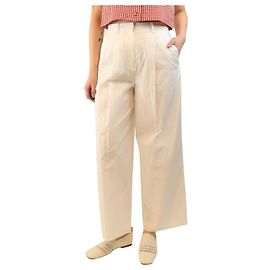 Theory Weiße tonal gestreifte Hose - Größe UK 8 Weiß