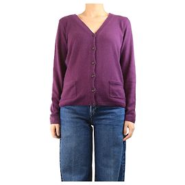 Loro Piana Cardigan en cachemire violet avec poches - taille UK 14 Violet