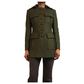 Prada Green military style wool jacket - size UK 6 Green