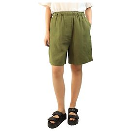 Autre Marque Grüne elastische Leinen-Shorts - Größe UK 12 Grün