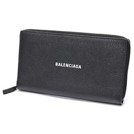 Balenciaga Black Leather Long Wallet Black