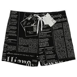 Neuf John Galliano Newspaper Short de bain Underwear xl Noir Noir
