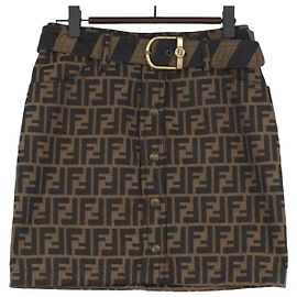 FENDI Zucca Canvas Rock Schwarz Braun Auth YKZ603A Braun Schwarz