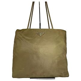 Vintage Prada Triangle Polyester Handbag Green Khaki