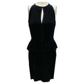 Robe peplum sans manches en crêpe noire Prada Noir