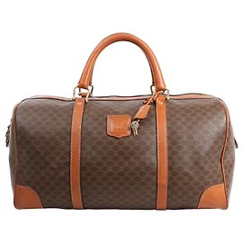 Céline Bolsa de viagem Celine Macadam Boston em PVC e couro marrom Marrom