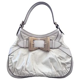 Bolsa de couro branca com fivela Gucci Branco